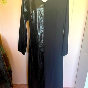 Black faux leather dress. Long sleeve.